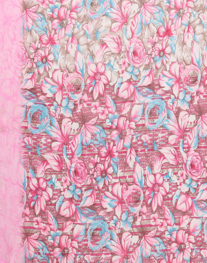 Pink Georgette Floral Printed Saree | Sudathi