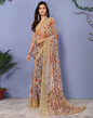 Light Brown Georgette Floral Printed Saree | Sudathi