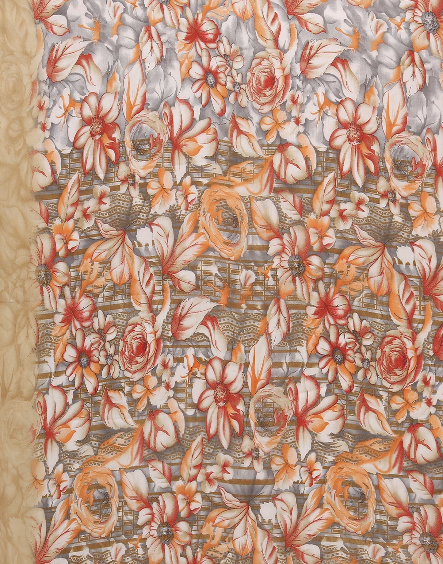 Light Brown Georgette Floral Printed Saree | Sudathi