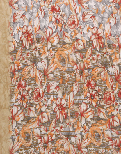 Light Brown Georgette Floral Printed Saree | Sudathi