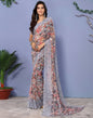 Grey Georgette Floral Printed Saree | Sudathi