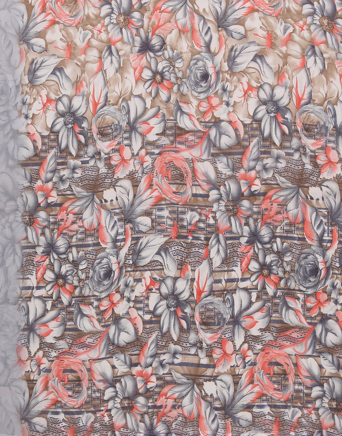 Grey Georgette Floral Printed Saree | Sudathi