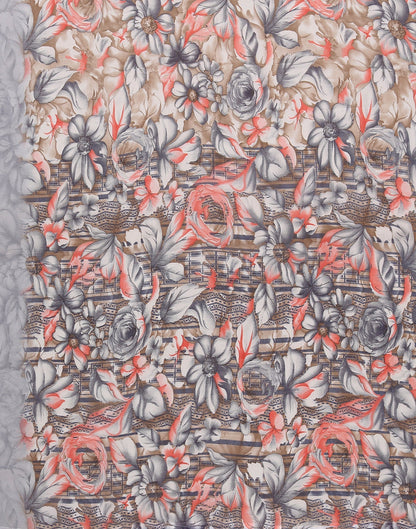 Grey Georgette Floral Printed Saree | Sudathi