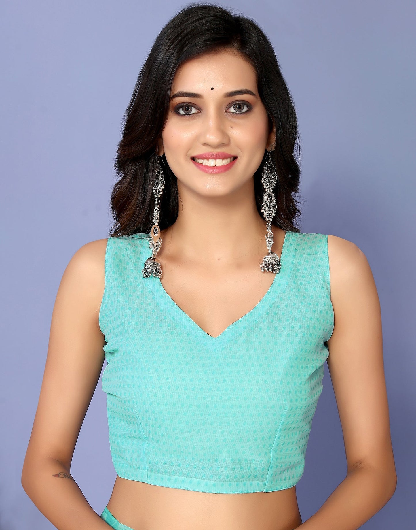 Turquoise Georgette Floral Printed Saree | Sudathi