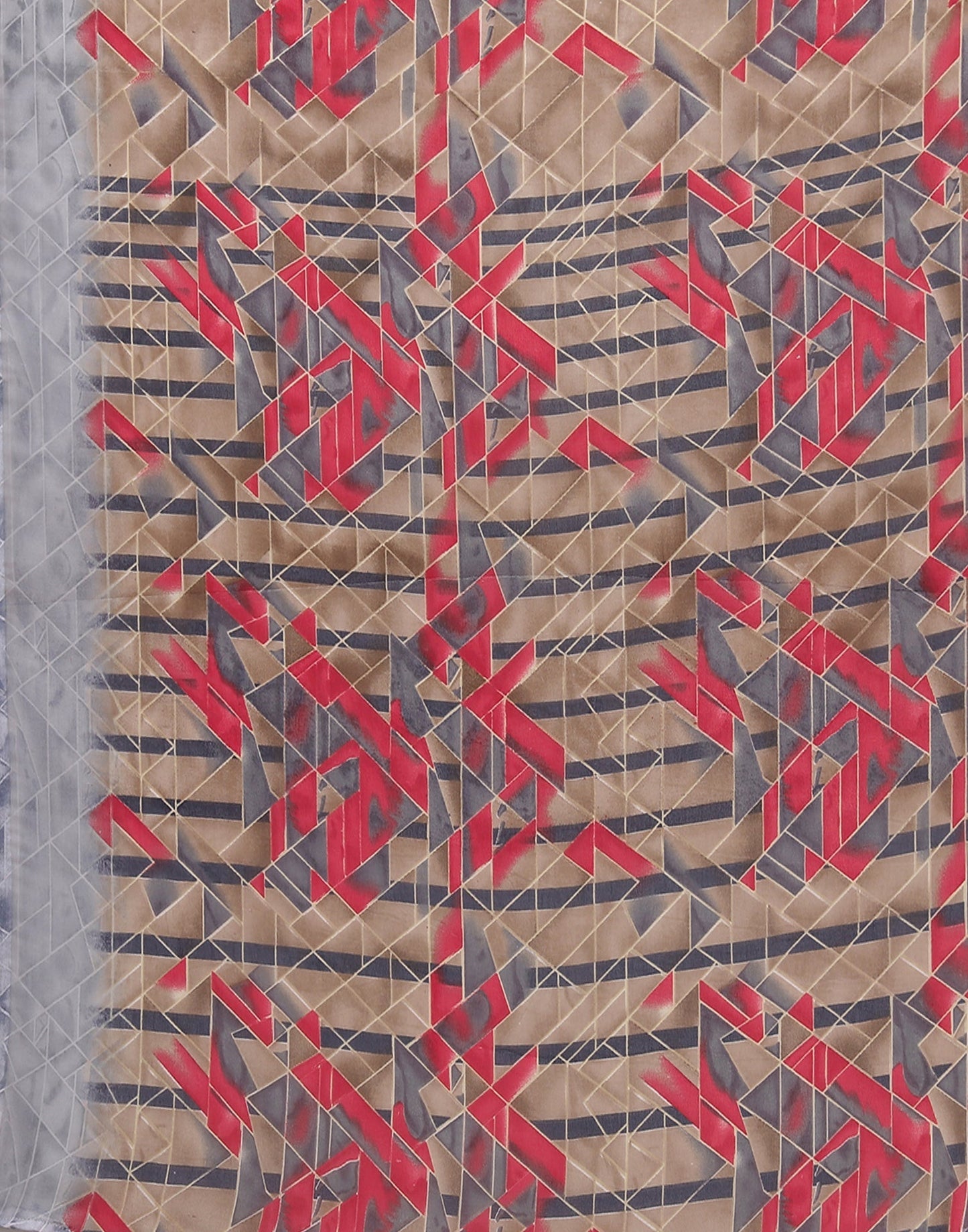 Grey Georgette Kanjivaram Floral Printed Saree | Sudathi