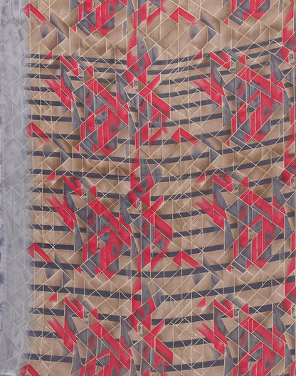 Grey Georgette Kanjivaram Floral Printed Saree | Sudathi