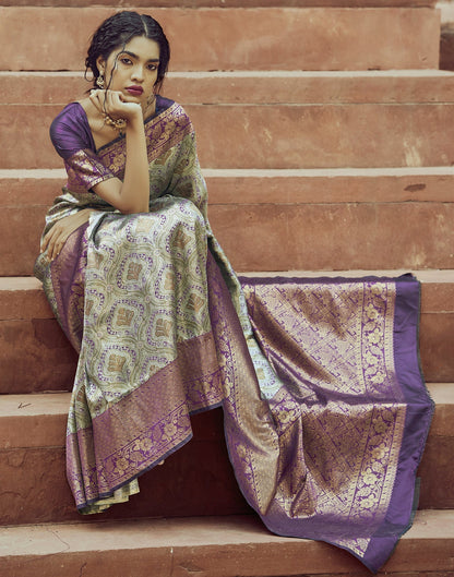 Purple Silk Kanjivaram Weaving Saree | Leemboodi