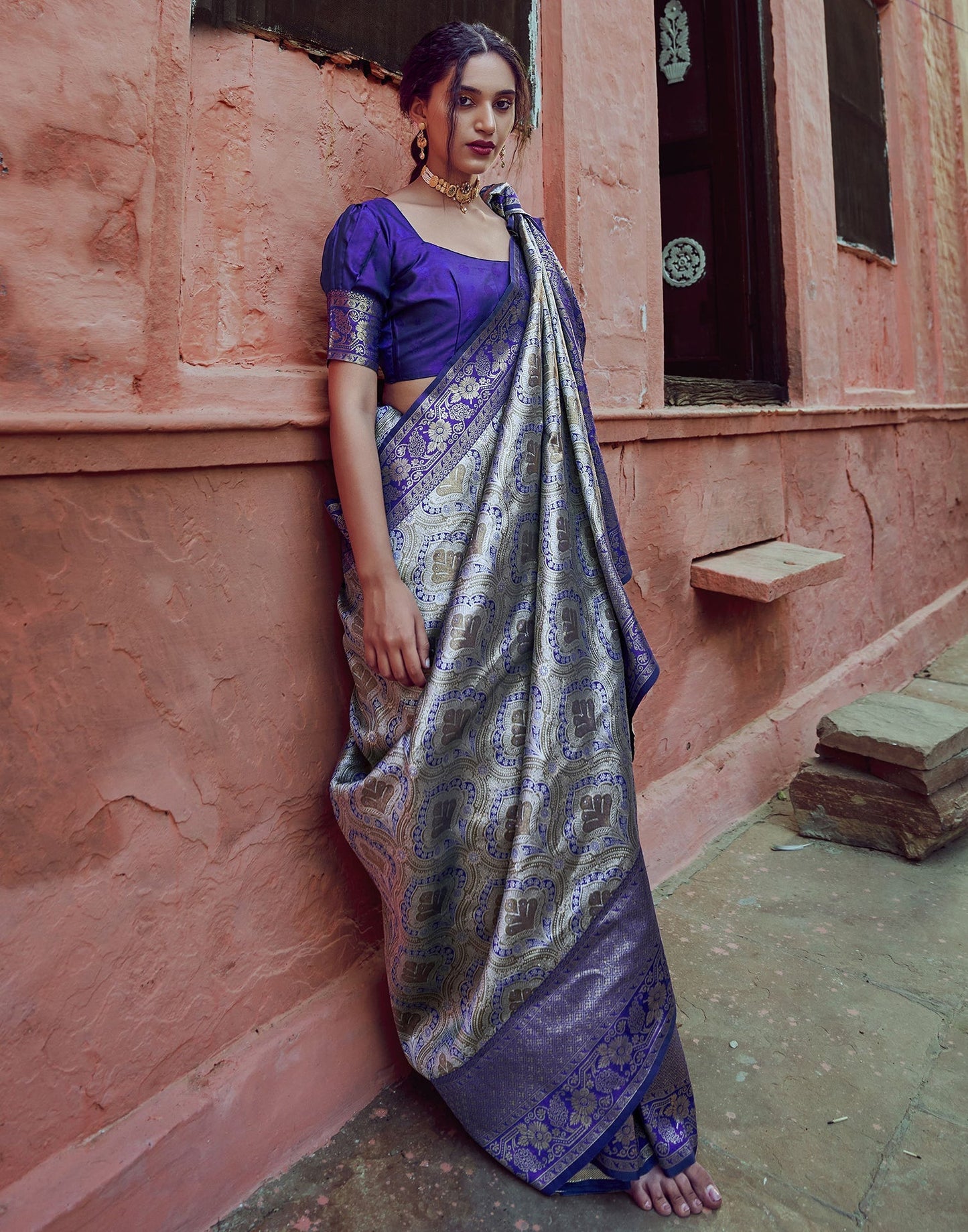 Blue Silk Kanjivaram Weaving Saree | Leemboodi