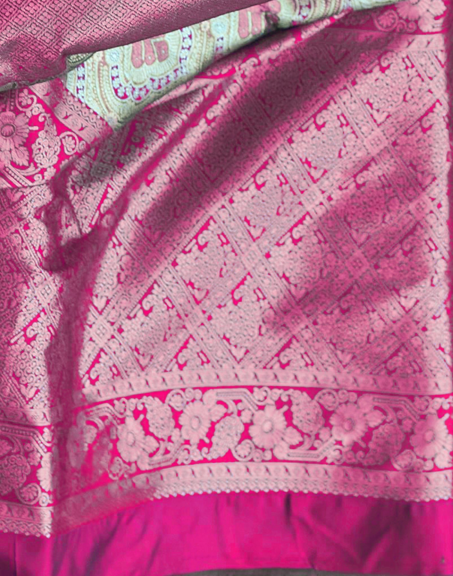 Pink Silk Kanjivaram Weaving Saree | Leemboodi