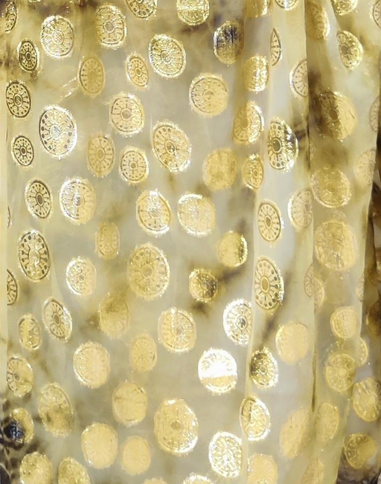 Light Yellow Chiffon Embroidery Pre-draped Saree | Sudathi