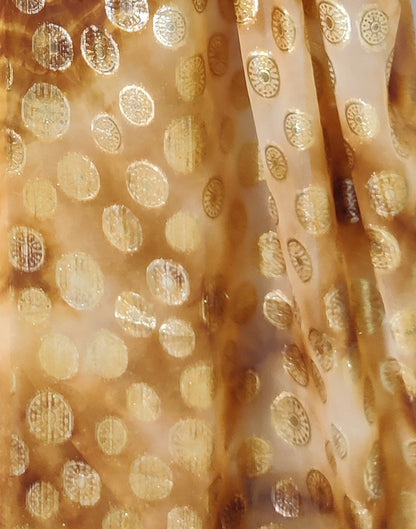 Golden Chiffon Embroidery Pre-draped Saree | Sudathi