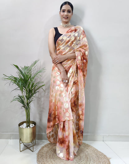 Light Pink Chiffon Embroidery Pre-draped Saree | Sudathi
