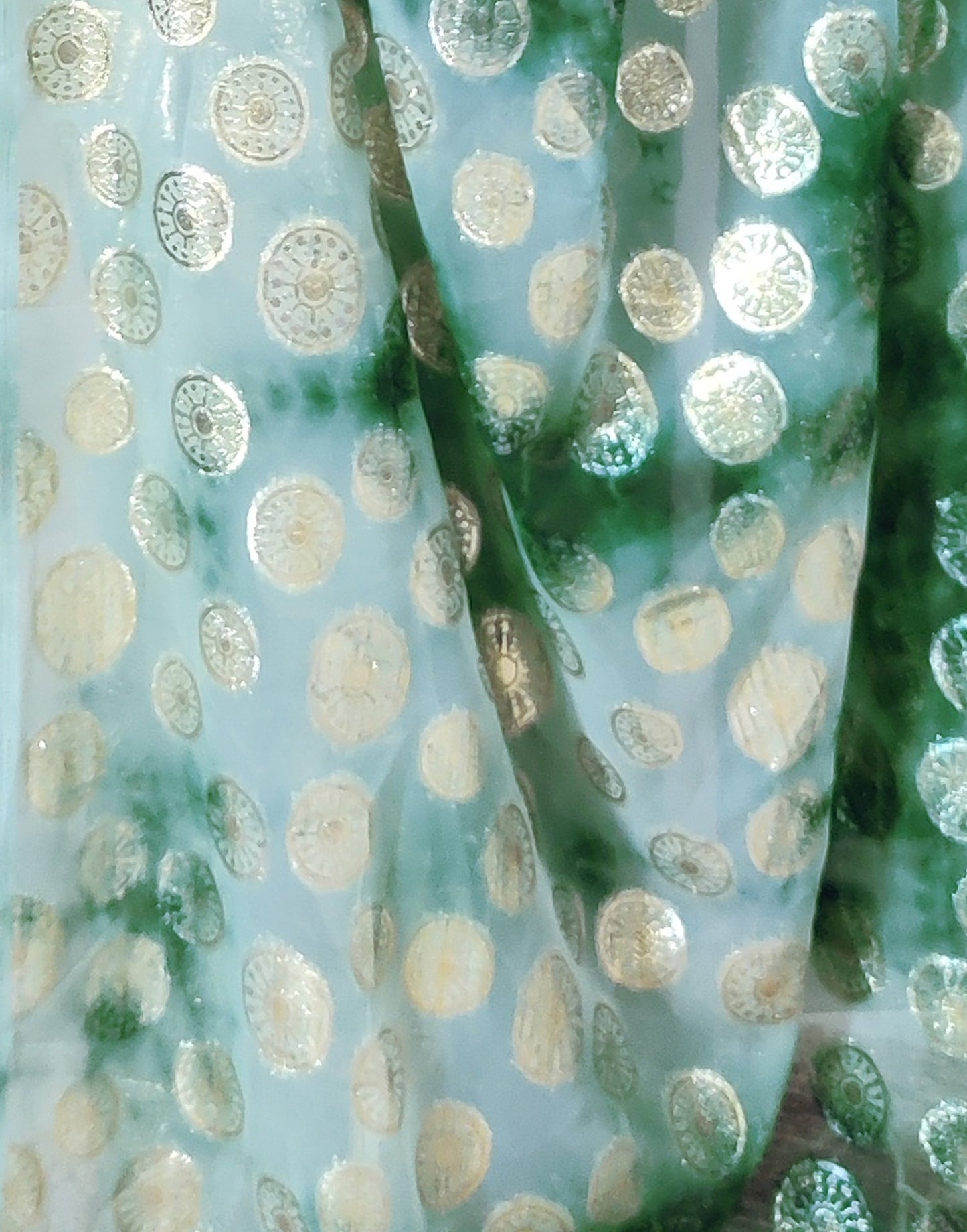 Ready to Wear Green Chiffon Printed Saree