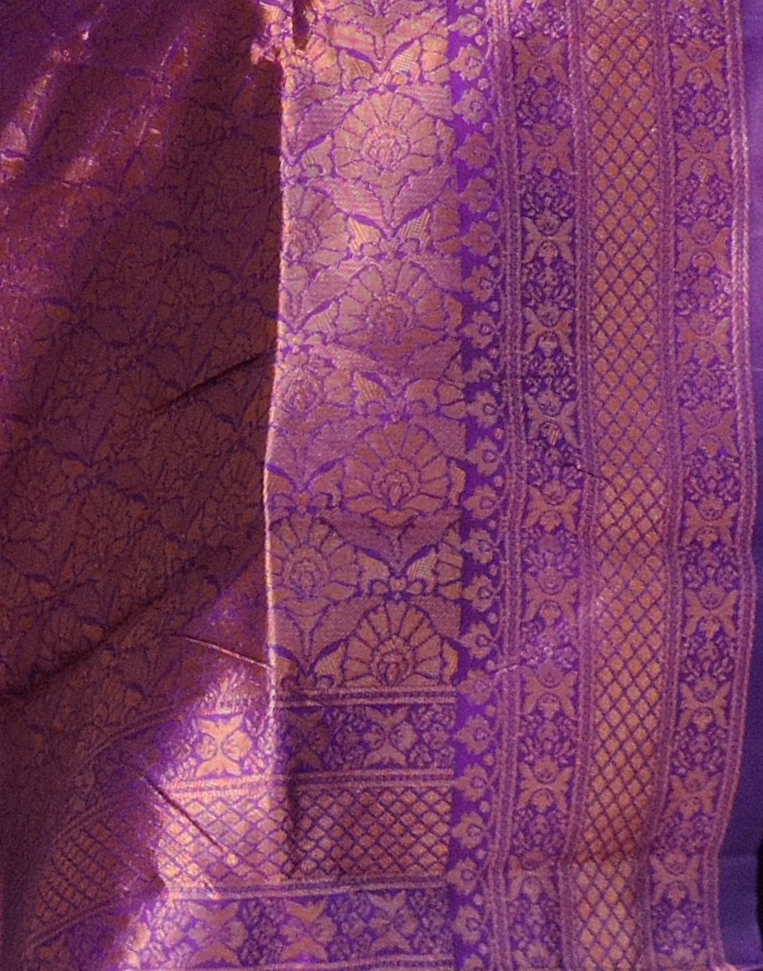 Violet Silk Banarasi Weaving Pre-draped Saree | Sudathi