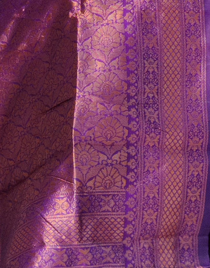 Violet Silk Banarasi Weaving Pre-draped Saree | Sudathi