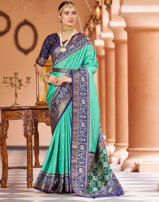 Mint Green Patola Silk Woven Saree