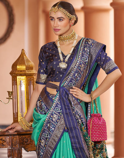 Mint Green Patola Silk Woven Saree