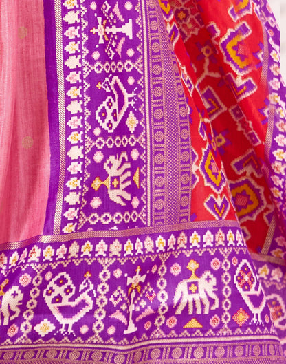 Rose Pink Patola Silk Woven Saree
