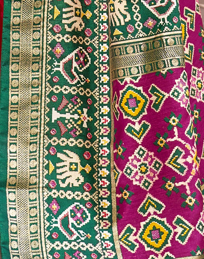 Cherry Red Patola Silk Woven Saree