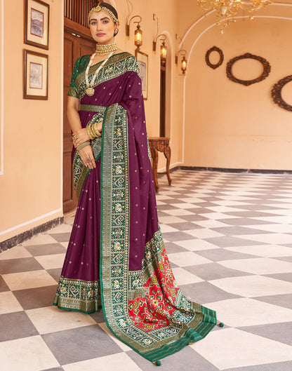 Magenta Patola Silk Woven Saree