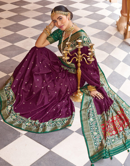 Magenta Patola Silk Woven Saree