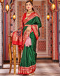 Dark Green Patola Silk Woven Saree