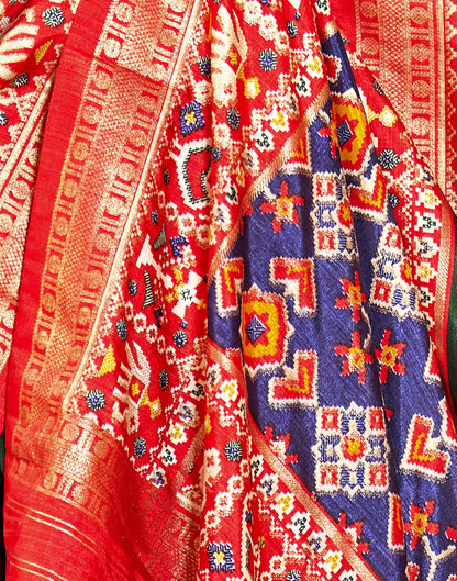 Dark Green Patola Silk Woven Saree