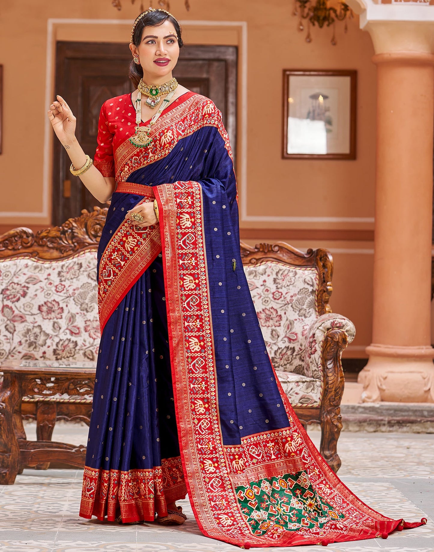 Blue Patola Silk Woven Saree