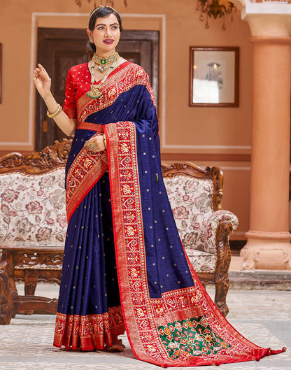 Blue Patola Silk Woven Saree