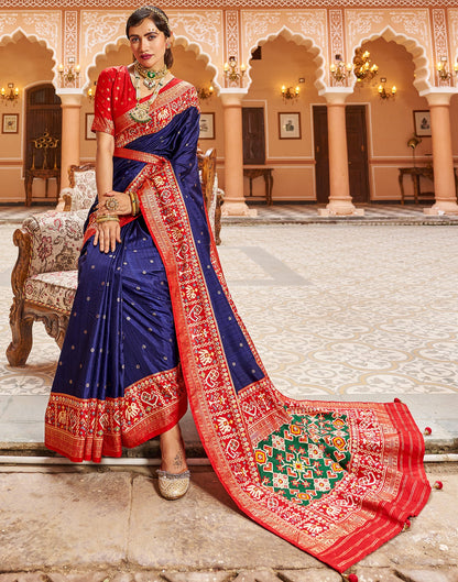Blue Patola Silk Woven Saree