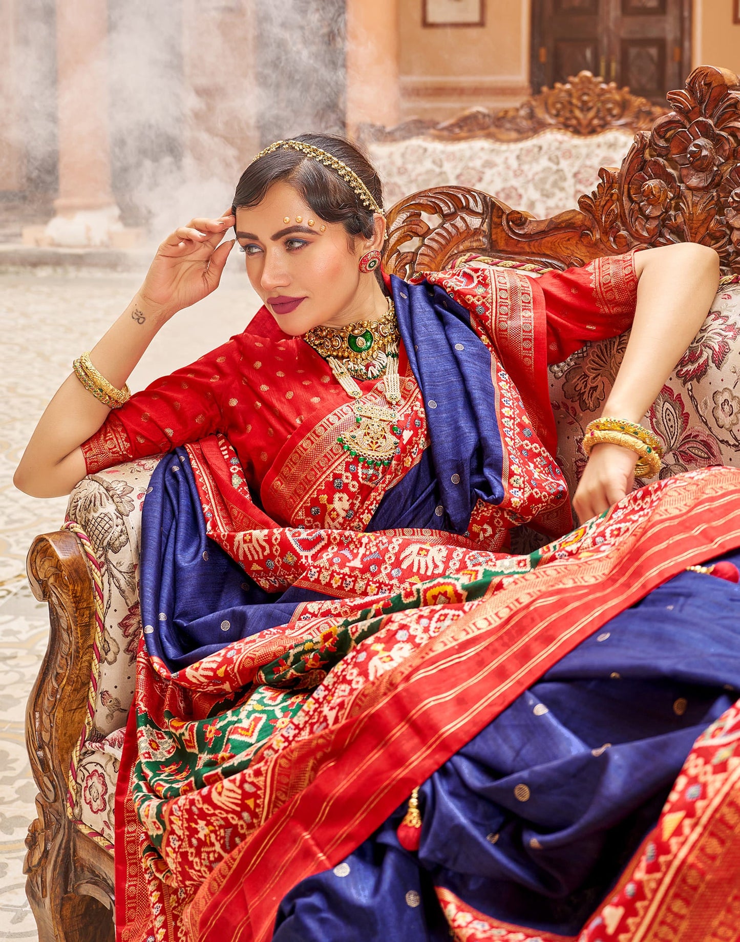 Blue Patola Silk Woven Saree