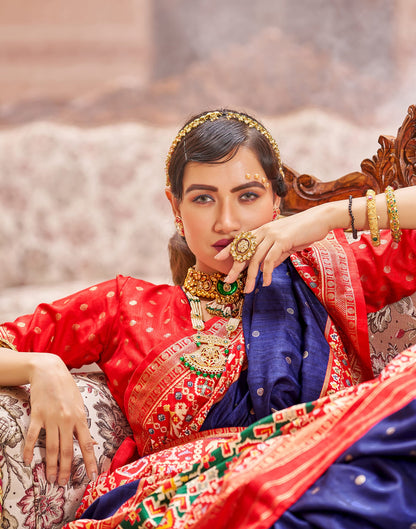 Blue Patola Silk Woven Saree