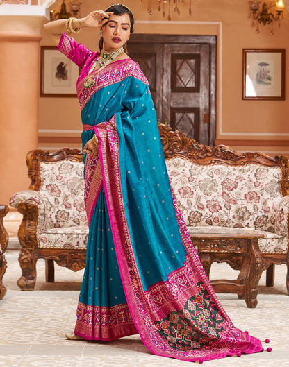 Light Blue Patola Silk Woven Saree