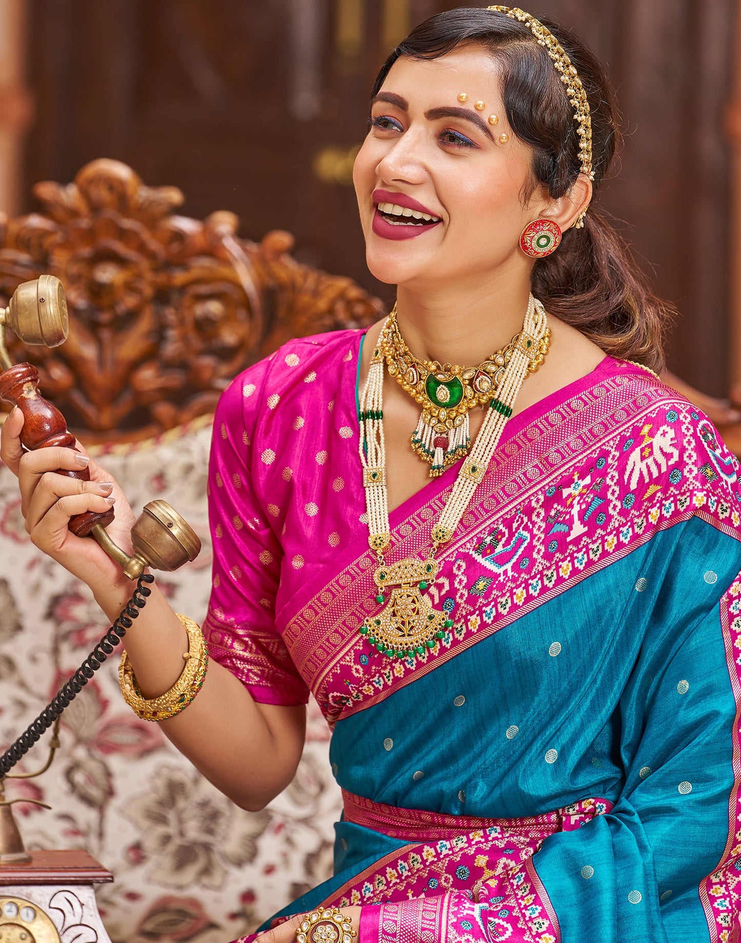 Light Blue Patola Silk Woven Saree