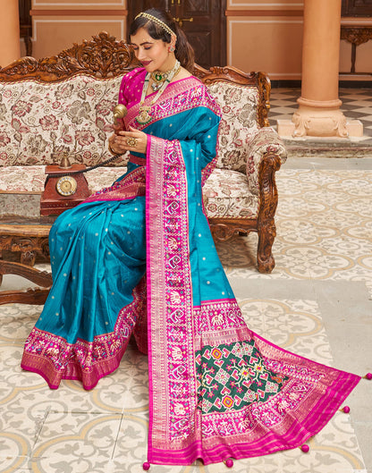 Light Blue Patola Silk Woven Saree
