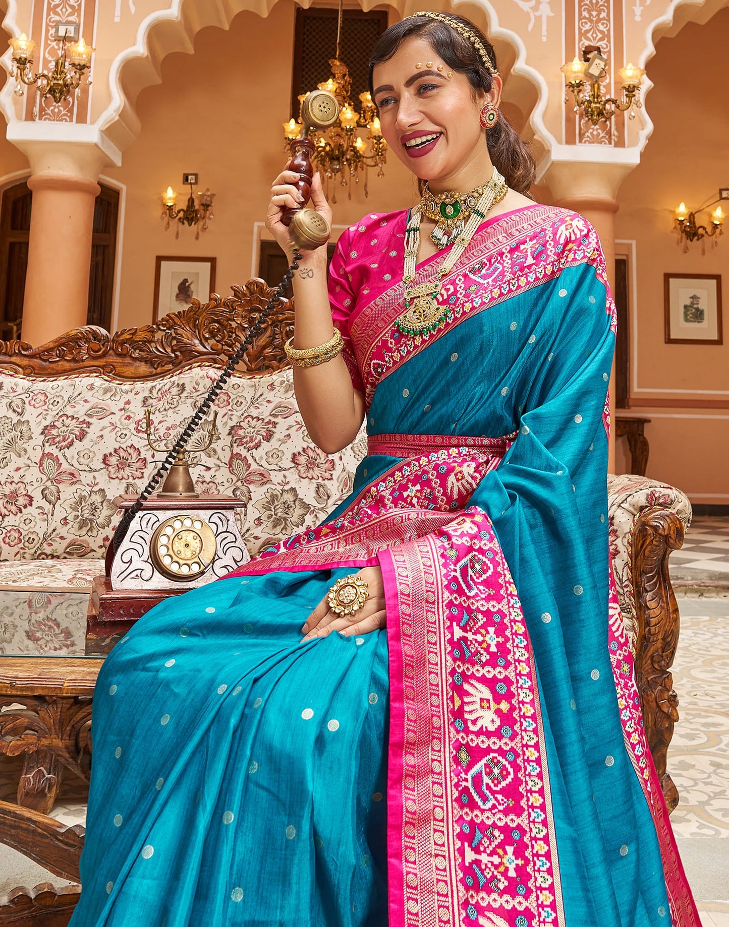 Light Blue Patola Silk Woven Saree