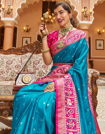 Light Blue Patola Silk Woven Saree