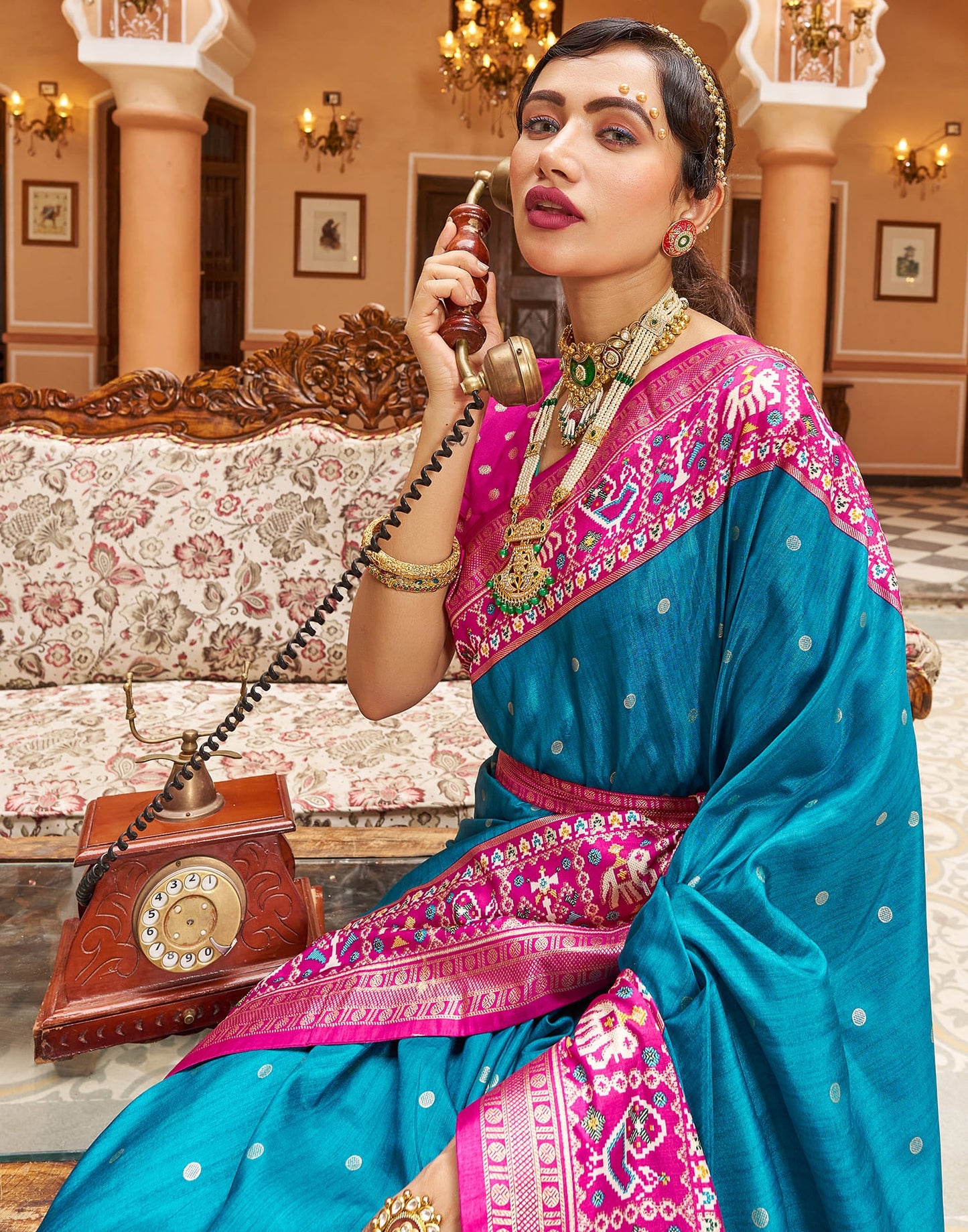 Light Blue Patola Silk Woven Saree