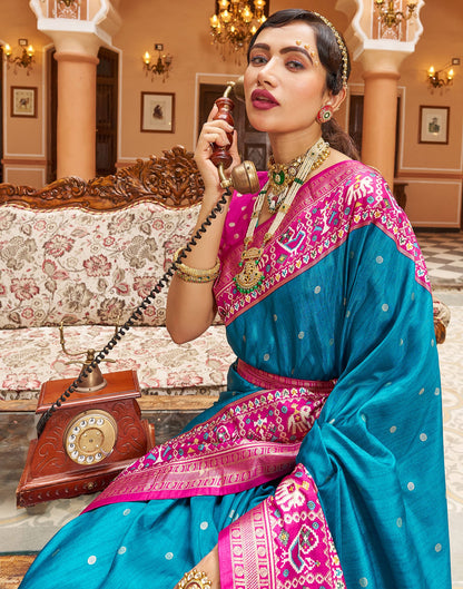 Light Blue Patola Silk Woven Saree