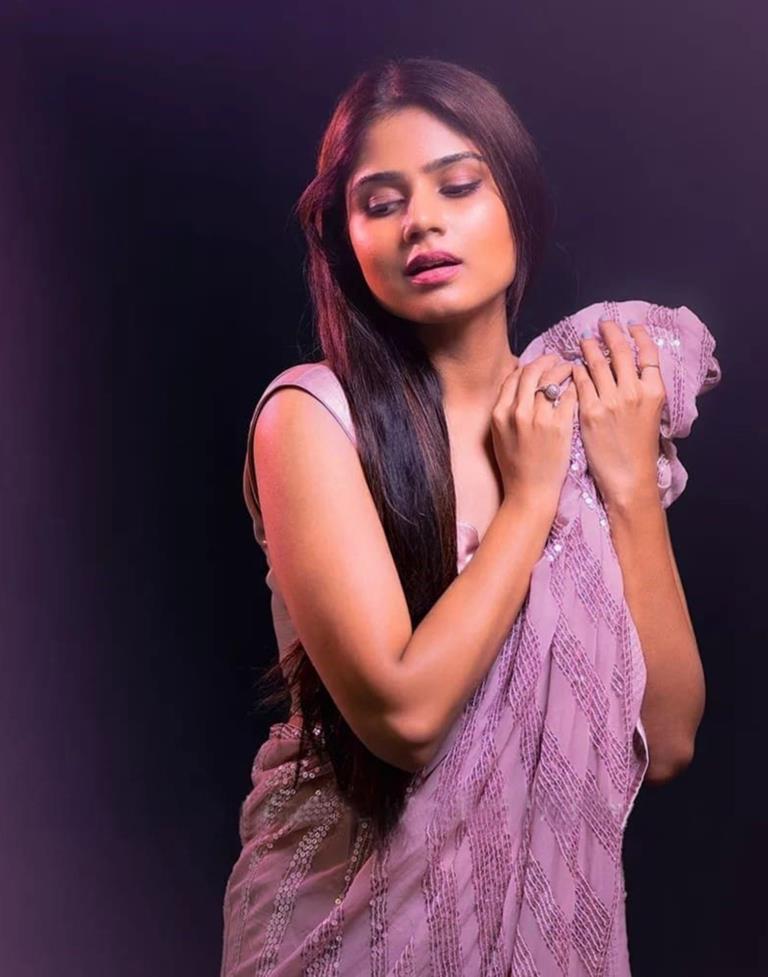 Light Purple Georgette Sequence Saree | Leemboodi