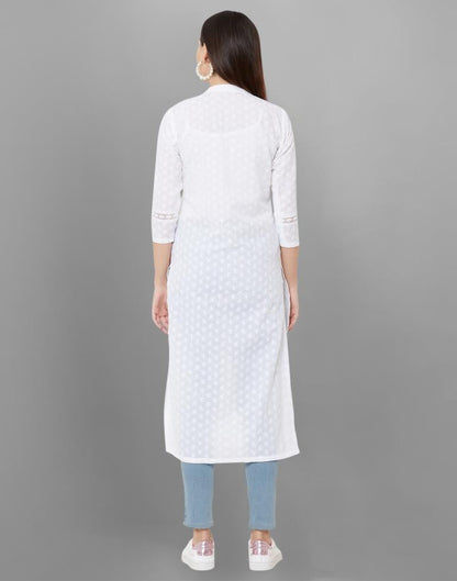 White Embroidered Cotton Kurti | Sudathi