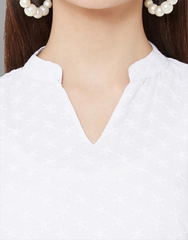 White Embroidered Cotton Kurti | Sudathi