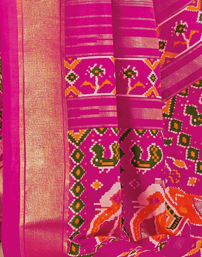 Pink Patola Silk Printed Saree | Leemboodi