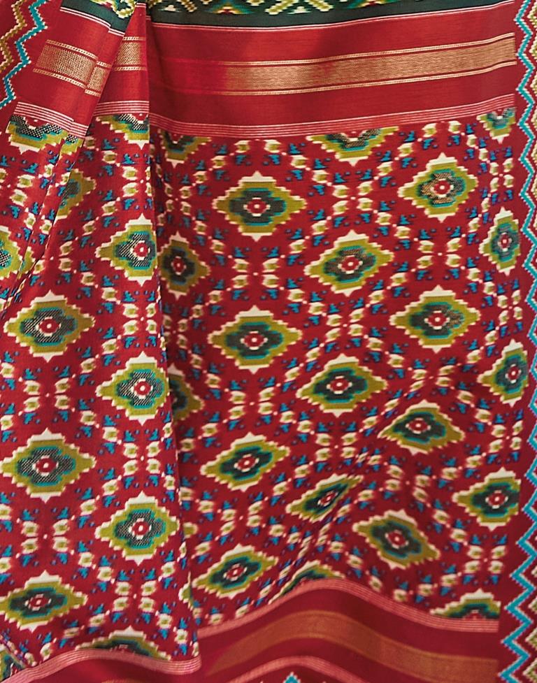 Green Patola Silk Printed Saree | Leemboodi