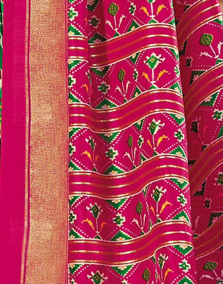 Green Patola Silk Printed Saree | Leemboodi