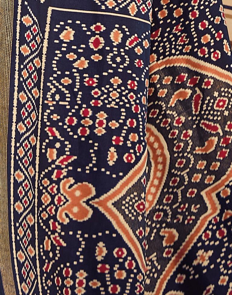 Dark Peach Patola Silk Printed Saree | Leemboodi