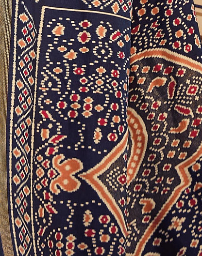 Dark Peach Patola Silk Printed Saree | Leemboodi