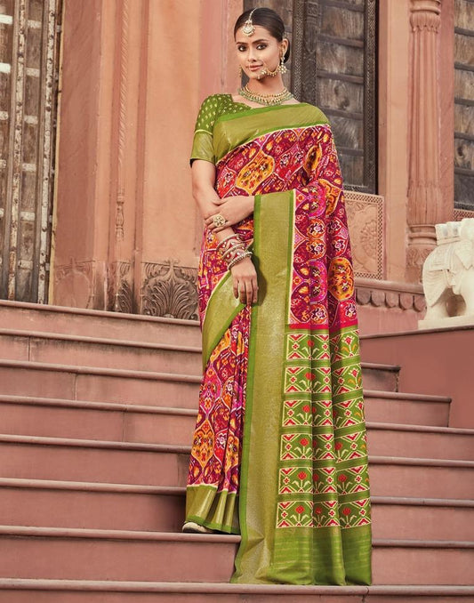 Maroon Patola Silk Printed Saree | Leemboodi