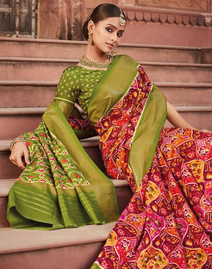 Maroon Patola Silk Printed Saree | Leemboodi