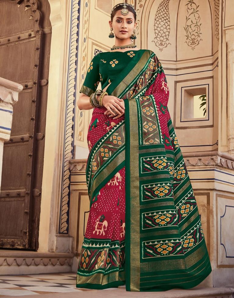 Red Patola Silk Printed Saree | Leemboodi